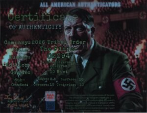 The Führer — certificate of authenticity