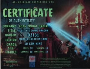 Blue-Eyes Grand Dragon — certificate of authenticity